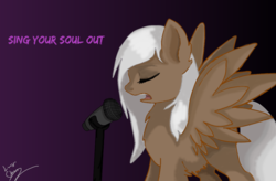 Size: 1024x673 | Tagged: safe, artist:enviaart, oc, oc only, oc:dubbi knight, pegasus, pony, female, mare, microphone, solo