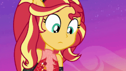 Size: 800x450 | Tagged: safe, screencap, sunset shimmer, equestria girls, equestria girls series, forgotten friendship, g4, animated, female, gif, ponied up, sleeveless, solo, super ponied up