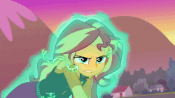 Size: 800x450 | Tagged: safe, screencap, fluttershy, sunset shimmer, wallflower blush, equestria girls, equestria girls series, forgotten friendship, g4, animated, female, geode of empathy, gif, magical geodes, memory stone, mind rape