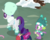Size: 408x328 | Tagged: safe, screencap, rarity, spike, twilight sparkle, alicorn, dragon, pony, g4, my little pony best gift ever, butt, clothes, earmuffs, eyes on the prize, glowing horn, horn, looking at butt, plot, scarf, snow, striped scarf, twilight sparkle (alicorn), winged spike, wings, winter outfit