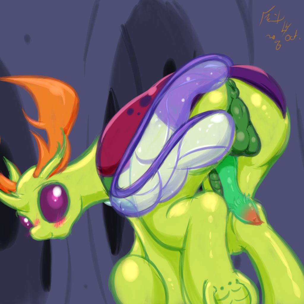 thorax, changedling, changeling, anus, balls, blushing, butt, buttcheeks, c...