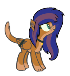Size: 569x620 | Tagged: safe, oc, oc only, oc:bound cloud, cat pony, original species, bound wings, collar, simple background, solo, transparent background