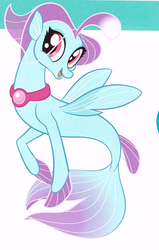 Size: 817x1282 | Tagged: safe, salina blue, pony, seapony (g4), g4, my little pony: character guide, my little pony: the movie, cropped, female, fins, mare, merchandise, smiling, solo, tail