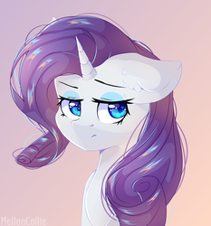 Size: 1400x1500 | Tagged: safe, artist:melloncollie-chan, rarity, pony, unicorn, g4, bust, ear fluff, female, mare, portrait, solo