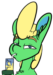 Size: 783x1104 | Tagged: safe, artist:omegapex, oc, oc only, oc:omega, pegasus, pony, big hair, bust, drinking, juice, juice box, male, simple background, solo, straw, transparent background