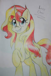 Size: 787x1184 | Tagged: safe, artist:enviaart, sunset shimmer, pony, unicorn, g4, female, solo, traditional art
