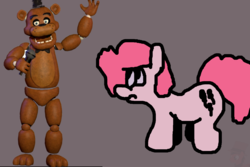 Size: 1500x1000 | Tagged: artist needed, safe, pinkie pie, earth pony, pony, g4, 1000 hours in ms paint, 1000 years in photoshop, animatronic, crossover, five nights at freddy's, freddy fazbear, hat, microphone, there was an attempt, top hat