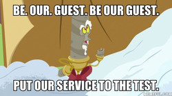 Size: 600x337 | Tagged: safe, edit, edited screencap, screencap, discord, g4, my little pony best gift ever, beauty and the beast, candle, candlestick, discord candle, image macro, meme, memeful.com, text
