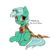 Size: 680x676 | Tagged: safe, artist:mewball, color edit, edit, lyra heartstrings, pony, unicorn, g4, blushing, clothes, colored, female, implied anon, scarf, simple background, sitting, smiling, solo, talking, transparent background