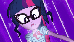 Size: 800x450 | Tagged: safe, screencap, sci-twi, twilight sparkle, equestria girls, equestria girls specials, g4, my little pony equestria girls: better together, my little pony equestria girls: forgotten friendship, >:), animated, female, geode of telekinesis, gif, magical geodes, smiling, smirk, solo