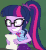 Size: 800x871 | Tagged: safe, screencap, sci-twi, twilight sparkle, equestria girls, equestria girls specials, g4, my little pony equestria girls: better together, my little pony equestria girls: forgotten friendship, animated, cropped, female, geode of telekinesis, gif, grin, implied micro chips, laughing, magical geodes, paper, smiling, solo focus