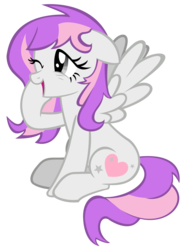 Size: 978x1299 | Tagged: safe, oc, oc:amethyst lullaby, pegasus, pony, bed hair, simple background, sitting, sleepy, solo, tired, transparent background