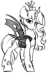 Size: 1024x1598 | Tagged: safe, artist:kellythedrawinguni, oc, oc only, oc:luci, changeling, female, monochrome, simple background, solo, transparent background