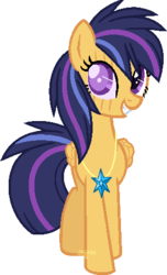 Size: 290x477 | Tagged: safe, artist:traveleraoi, oc, oc only, oc:nova star sparkle, pegasus, pony, base used, blind, colored pupils, element of magic, female, jewelry, looking at you, necklace, next generation, offspring, parent:flash sentry, parent:twilight sparkle, parents:flashlight, scar, simple background, smiling, solo, transparent background, watermark