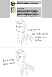 Size: 1280x1906 | Tagged: safe, artist:sintakhra, ocellus, changedling, changeling, tumblr:studentsix, g4, ask, female, monochrome, solo, tumblr