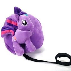 Size: 640x640 | Tagged: safe, twilight sparkle, pony, unicorn, g4, backpack, child leash, female, irl, mare, photo, plush backpack, plushie, pony plushie, unicorn twilight