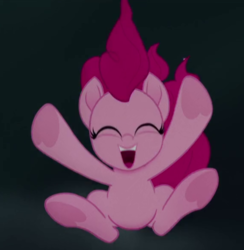 Size: 570x584 | Tagged: safe, screencap, pinkie pie, earth pony, pony, g4, my little pony: the movie, cropped, cute, diapinkes, eyes closed, female, mare, open mouth, solo, underhoof