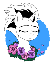 Size: 857x1016 | Tagged: safe, artist:linedraweer, oc, oc only, oc:mutilater, alicorn, pony, alicorn oc, commission, female, flower, rose, simple background, solo, transparent background, vector, wreath