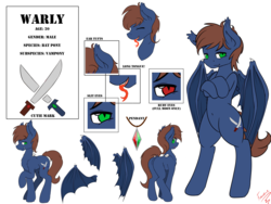 Size: 10000x7500 | Tagged: safe, artist:frowfrow, oc, oc only, oc:warly, bat pony, pony, absurd resolution, belly button, bipedal, butt, cutie mark, fangs, male, plot, reference sheet, solo, stallion, tongue out
