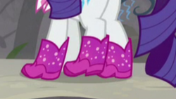 Size: 2208x1242 | Tagged: safe, screencap, rarity, g4, the end in friend, boots, glitter boots, legs, pictures of legs, raised leg, shoes