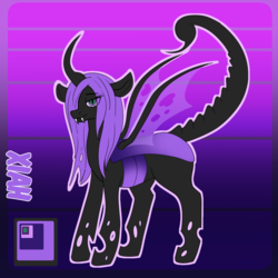 Size: 1500x1500 | Tagged: safe, artist:swiftsketchpone, oc, oc:xiah, changeling, changeling oc, purple changeling, reference sheet, scorpion changeling, scorpion tail