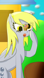 Size: 1080x1920 | Tagged: safe, artist:jimmy draws, derpy hooves, pegasus, pony, g4, cute, food, muffin
