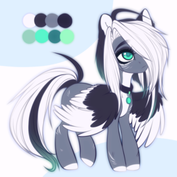 Size: 3140x3139 | Tagged: safe, artist:shenki, oc, oc only, oc:euphemia, pegasus, pony, collar, female, high res, mare, reference sheet, simple background, solo, white background