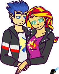 Size: 375x469 | Tagged: safe, artist:lordbreakfast, flash sentry, sunset shimmer, equestria girls, g4, female, male, ship:flashimmer, shipping, straight