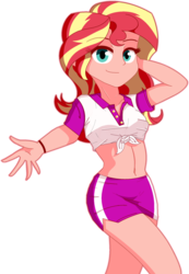 Size: 1280x1851 | Tagged: safe, artist:vidorii, sunset shimmer, equestria girls, g4, belly button, female, front knot midriff, human coloration, midriff, simple background, solo, transparent background