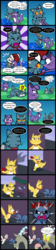 Size: 2000x8953 | Tagged: safe, artist:magerblutooth, diamond tiara, discord, oc, oc:dazzle, oc:il, oc:peal, cat, draconequus, imp, comic:diamond and dazzle, g4, butt, catified, comic, cupcake, food, plot, shadow, species swap, tongue out, video game, water balloon
