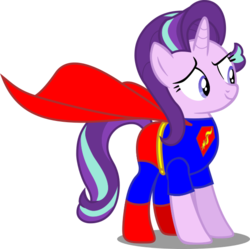 Size: 592x589 | Tagged: safe, artist:peremarquette1225, starlight glimmer, pony, unicorn, g4, clothes, costume, crossover, dc comics, female, male, mare, simple background, solo, superfilly, superhero, superman, supermare, transparent background