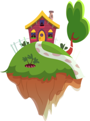 Size: 3367x4499 | Tagged: safe, artist:pageturner1988, g4, make new friends but keep discord, .svg available, building, chaos, discord's house, fence, floating island, house, no pony, resource, simple background, the discord zone, transparent background, tree, vector