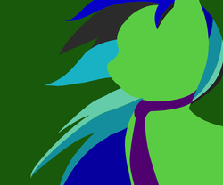 Size: 1920x1600 | Tagged: safe, artist:torpy-ponius, oc, oc only, oc:torpy, bat pony, pony, bat pony oc, blue, green, green background, lineless, male, minimalist, modern art, necktie, not a pokemon, purple, silhouette, simple background, solo, stallion