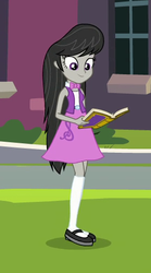 Size: 278x499 | Tagged: safe, screencap, octavia melody, equestria girls, equestria girls series, forgotten friendship, g4, book, clothes, cropped, female, mary janes, shoes, skirt, socks, solo