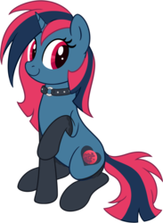 Size: 977x1337 | Tagged: safe, artist:thebowtieone, oc, oc only, oc:heart tide, pony, unicorn, clothes, collar, female, mare, simple background, socks, solo, transparent background