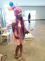 Size: 3016x4032 | Tagged: safe, photographer:horsesplease, princess cadance, human, g4, clothes, cosplay, costume, high heels, irl, irl human, malaysia, photo, shoes, the friendship express