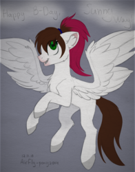 Size: 1280x1633 | Tagged: dead source, safe, artist:airfly-pony, oc, oc only, oc:sunny way, pony, rcf community, cheek fluff, chest fluff, ear fluff, female, leg fluff, looking up, sketch, smiling, solo
