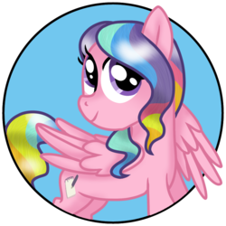 Size: 768x768 | Tagged: dead source, safe, artist:awoomarblesoda, rainbow harmony, pegasus, pony, g4, female, filly, solo