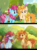 Size: 2986x3996 | Tagged: safe, artist:marbola, cup cake, pear butter, earth pony, pony, g4, my little pony: friendship is magic, the perfect pear, best friends, blushing, cake, chest fluff, chiffon swirl, female, flower, flower in hair, food, friends, high res, mare, scene interpretation, smiling