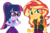 Size: 4492x3000 | Tagged: safe, artist:cloudy glow, sci-twi, sunset shimmer, twilight sparkle, equestria girls, equestria girls specials, g4, my little pony equestria girls: better together, my little pony equestria girls: rollercoaster of friendship, bowtie, clothes, duo, female, geode of empathy, geode of telekinesis, glasses, jacket, magical geodes, ponytail, serious, serious face, simple background, skirt, suspicious, transparent background, vector