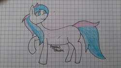 Size: 1024x576 | Tagged: safe, artist:pegasusspectra, oc, oc only, oc:pegasus spectra, pony, full body, graph paper, multicolored hair, solo, traditional art