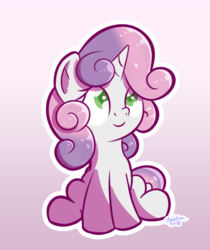 Size: 1075x1280 | Tagged: safe, artist:vaetan, sweetie belle, pony, unicorn, g4, cute, female, filly, sitting, solo