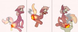 Size: 1280x535 | Tagged: safe, artist:hotrolls, cheerilee, earth pony, pony, g4, abuse, bad end, burned, burned butt, butt fire, candle, cheeribuse, comic, female, fire, hot, literal butthurt, lol, mare, meme, pain, raised tail, screaming, simple background, singed, sink, smoke, smoke trail, solo, tail, teary eyes, this is going to hurt, why, why would you do that, wide eyes