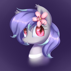 Size: 1000x1000 | Tagged: safe, artist:acersiii, oc, oc only, oc:cherry bloo, pony, cherry blossoms, cute, fangs, flower, flower blossom, solo