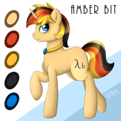 Size: 1600x1600 | Tagged: safe, artist:puggie, oc, oc only, oc:amber bit, pony, collar, male, patreon, patreon reward, reference sheet, solo
