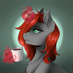 Size: 2500x2500 | Tagged: safe, artist:serodart, oc, oc only, pony, unicorn, commission, cup, female, food, high res, magic, solo, tea