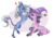 Size: 2857x1976 | Tagged: safe, artist:marbola, starlight glimmer, trixie, classical unicorn, pony, unicorn, g4, :t, accessory swap, bipedal, butt fluff, cheek fluff, chest fluff, clothes, cloven hooves, colored hooves, cute, ear fluff, engrish, eye contact, eyeshadow, featured image, female, floppy ears, fluffy, hat, heart, horn, leg fluff, leonine tail, lesbian, lidded eyes, looking at each other, makeup, mare, open mouth, pale belly, profile, pubic fluff, raised leg, ship:startrix, shipping, simple background, sitting, smiling, squishy cheeks, tail fluff, trixie's hat, unamused, unshorn fetlocks, white background