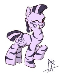 Size: 841x951 | Tagged: safe, artist:ladycookie, oc, oc:gypsy, zebra, glyph, one eye closed, smiling, standing, wink, zebra oc