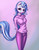 Size: 1500x1929 | Tagged: safe, artist:derpifecalus, oc, oc only, oc:melodia, unicorn, anthro, anthro oc, breasts, clothes, female, gradient background, horn, mare, solo, sweater, tail, ych result
