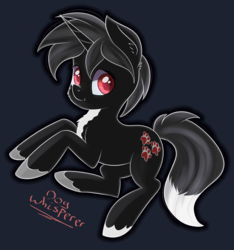 Size: 1779x1901 | Tagged: safe, artist:brok-enwings, oc, oc only, oc:dog whisperer, pony, unicorn, black mane, looking at you, male, signature, solo, stallion, unshorn fetlocks